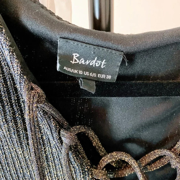 Bardot Black Gold Lace Up Sweater Midi Dress $179 - Picture 14 of 14